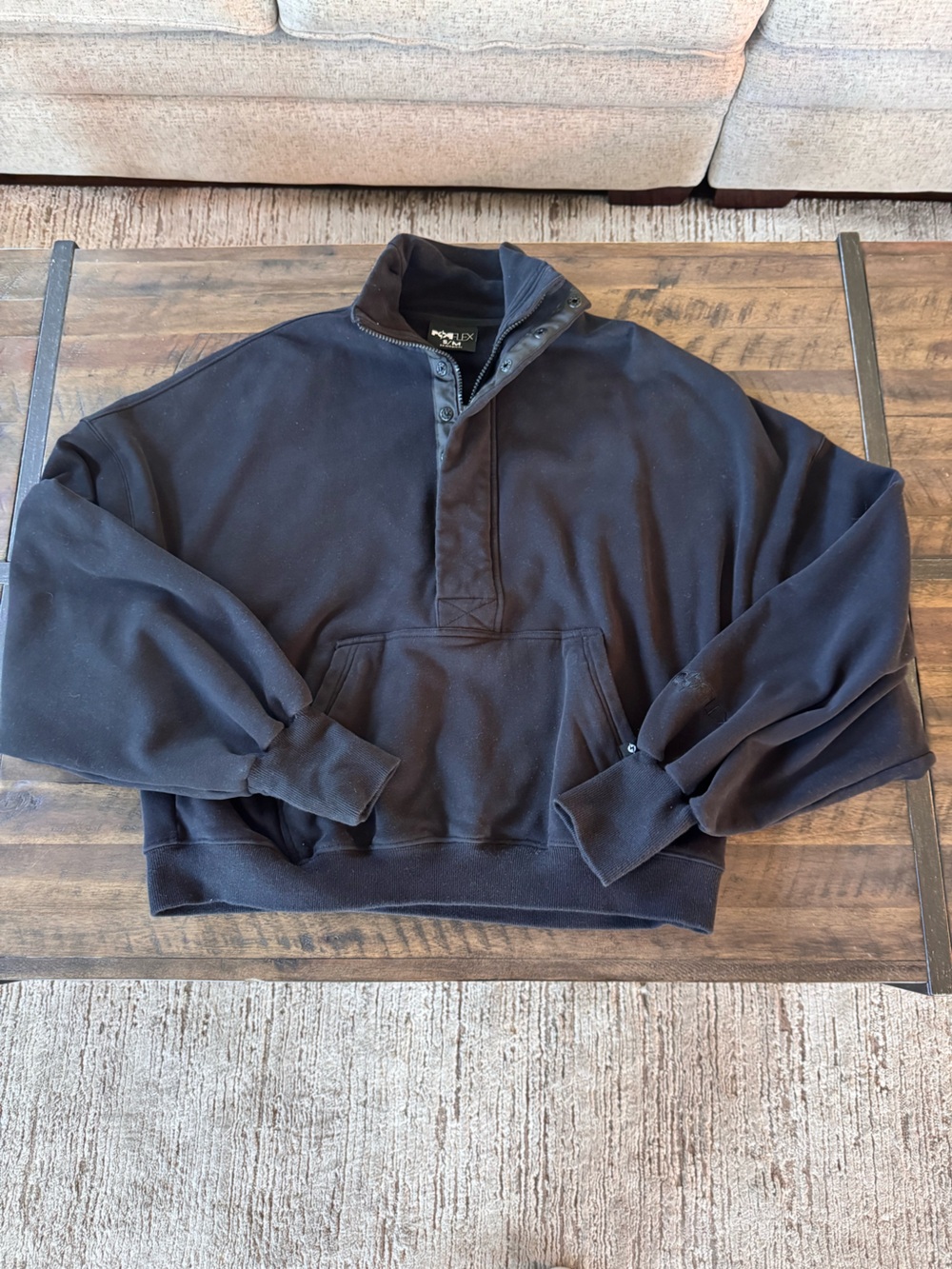 POPFLEX Black Oversized Half-Zip Pullover Sweatshirt - Picture 10 of 13